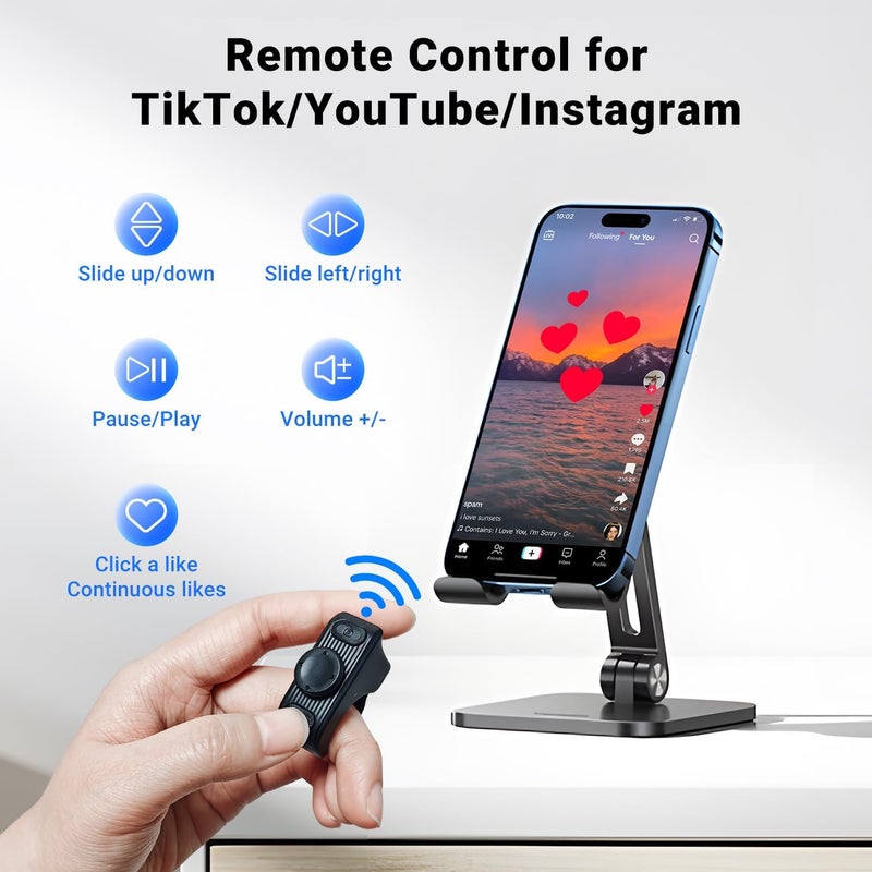 MILOUZ Remote Scrolling Ring for Tiktok,Page Turner for Kindle App,Bluetooth Camera Shutter Remote for iPhone, Android,iOS,iPad,Tablet-Black - Image 2